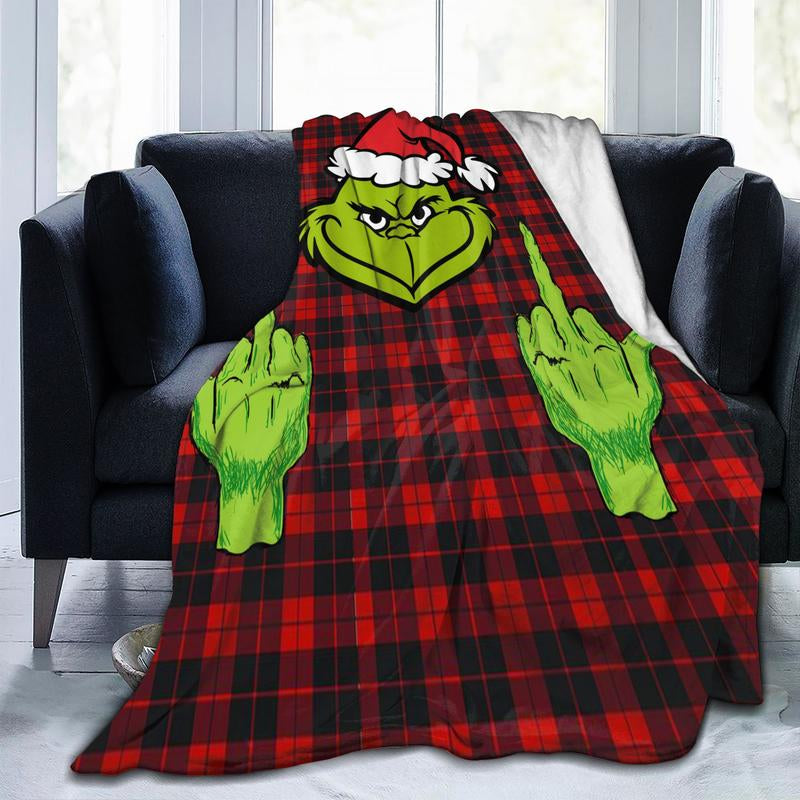 Funny Green Christmas Throw Flannel Fleece Blanket