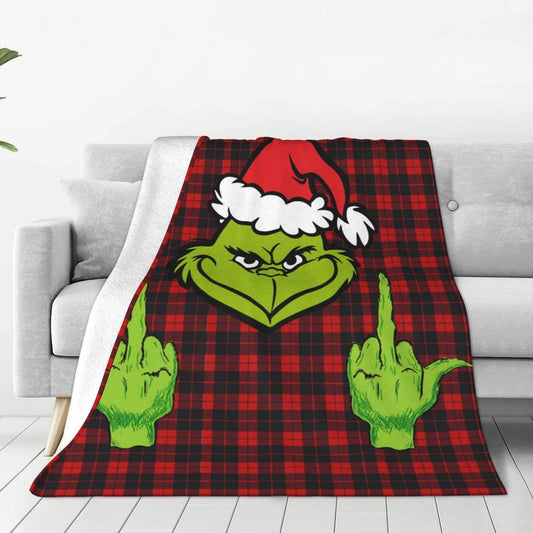 Funny Green Christmas Throw Flannel Fleece Blanket