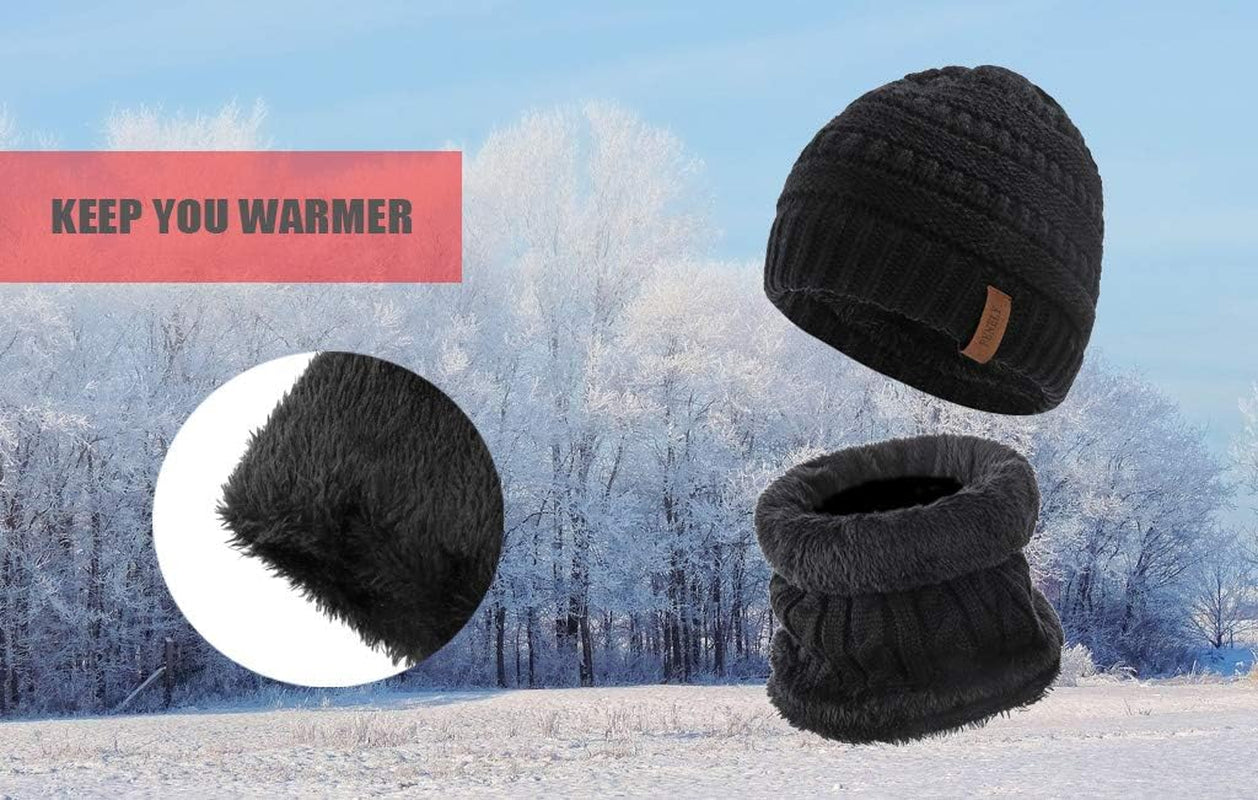 3Pcs Kids thermal Winter Beanie Hat Scarf Gloves ages 6-14