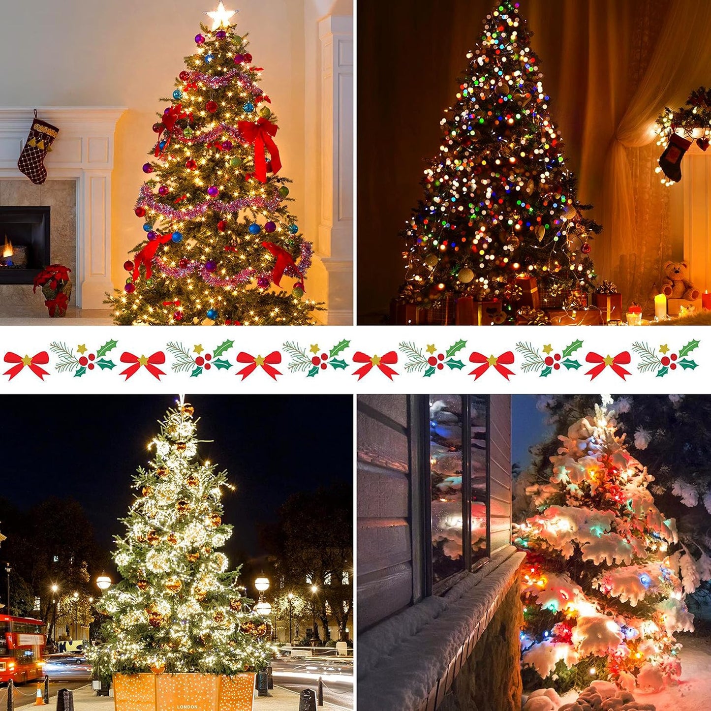 Christmas Tree Lights - 400 LED Indoor/Outdoor Lights, 6.6FT x 16FT, 8 Modes, Memory Function, Timer, Warm White.