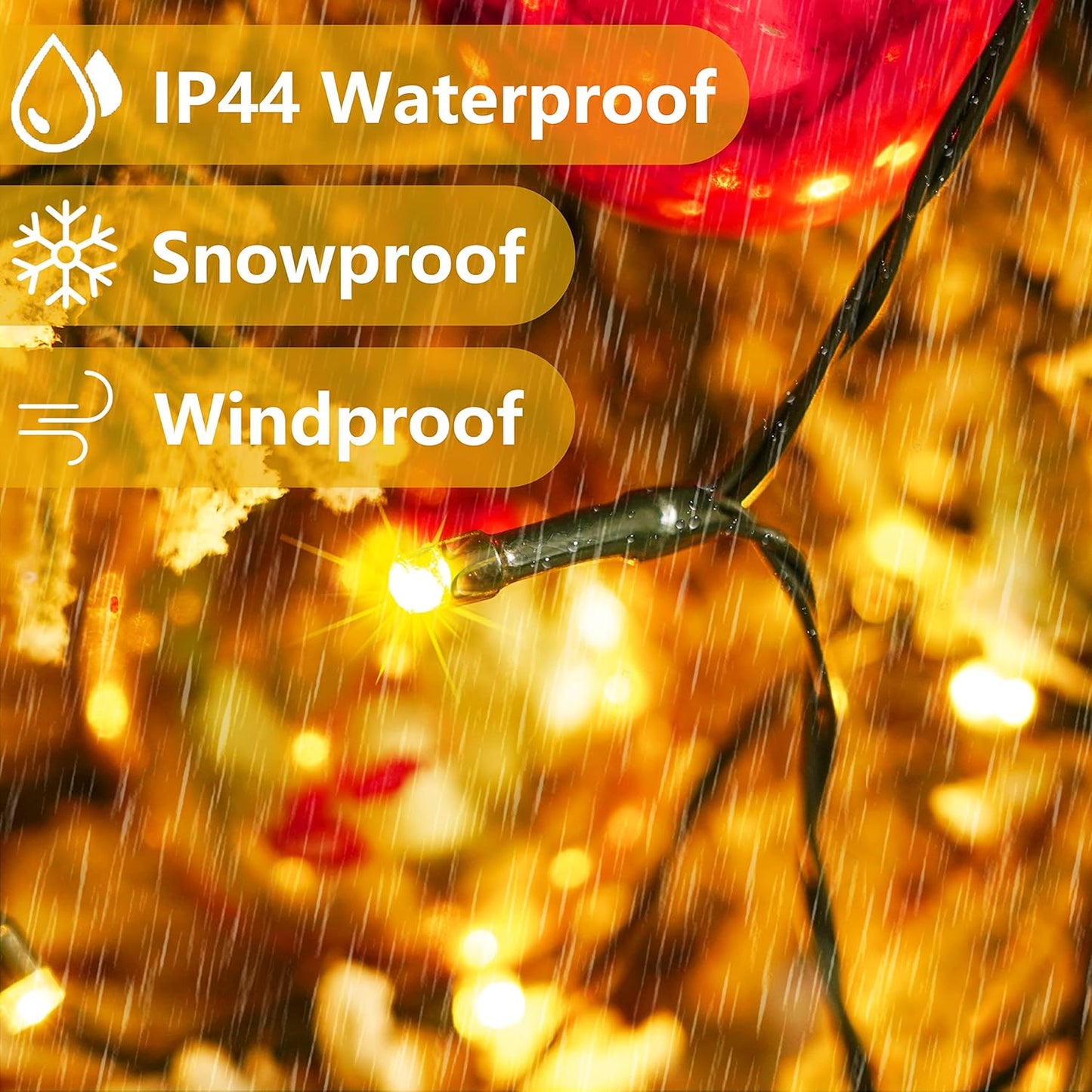 Christmas Tree Lights - 400 LED Indoor/Outdoor Lights, 6.6FT x 16FT, 8 Modes, Memory Function, Timer, Warm White.