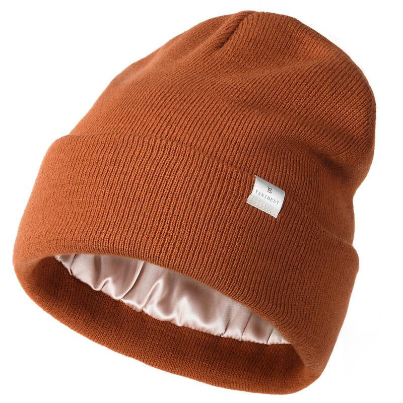 Women's warm satin line beanie