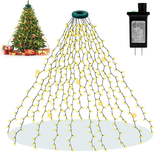 Christmas Tree Lights - 400 LED Indoor/Outdoor Lights, 6.6FT x 16FT, 8 Modes, Memory Function, Timer, Warm White.